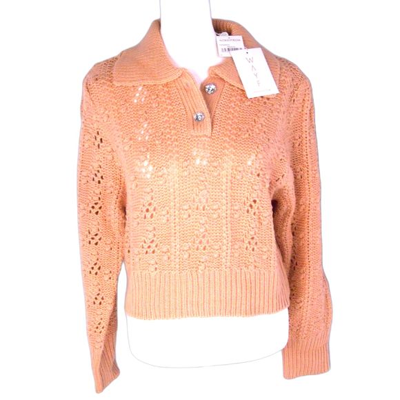 WAYF Stevie Pointelle Loose Knit Soft Pullover Peach M NWT (B5) - Picture 1 of 8